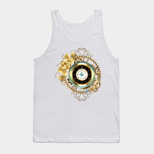 Steampunk Gold Clock with Gold Rose Tank Top